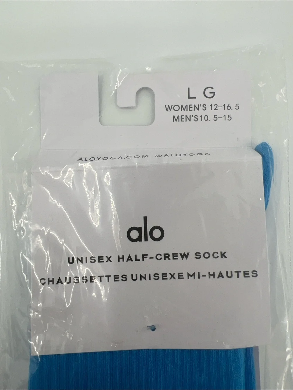 ALO Yoga Men's Blue Crew Socks with White Logo Stripes